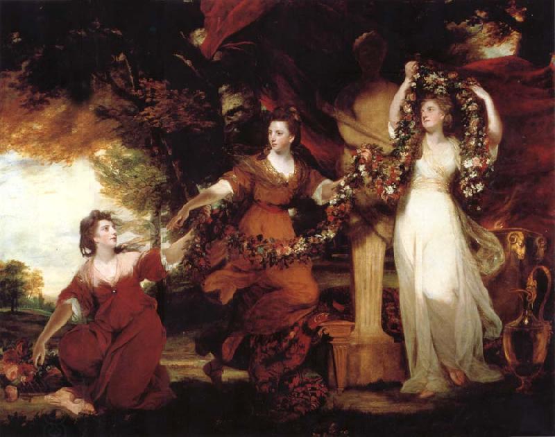 REYNOLDS, Sir Joshua Three Ladies adorning a term of Hymen China oil painting art